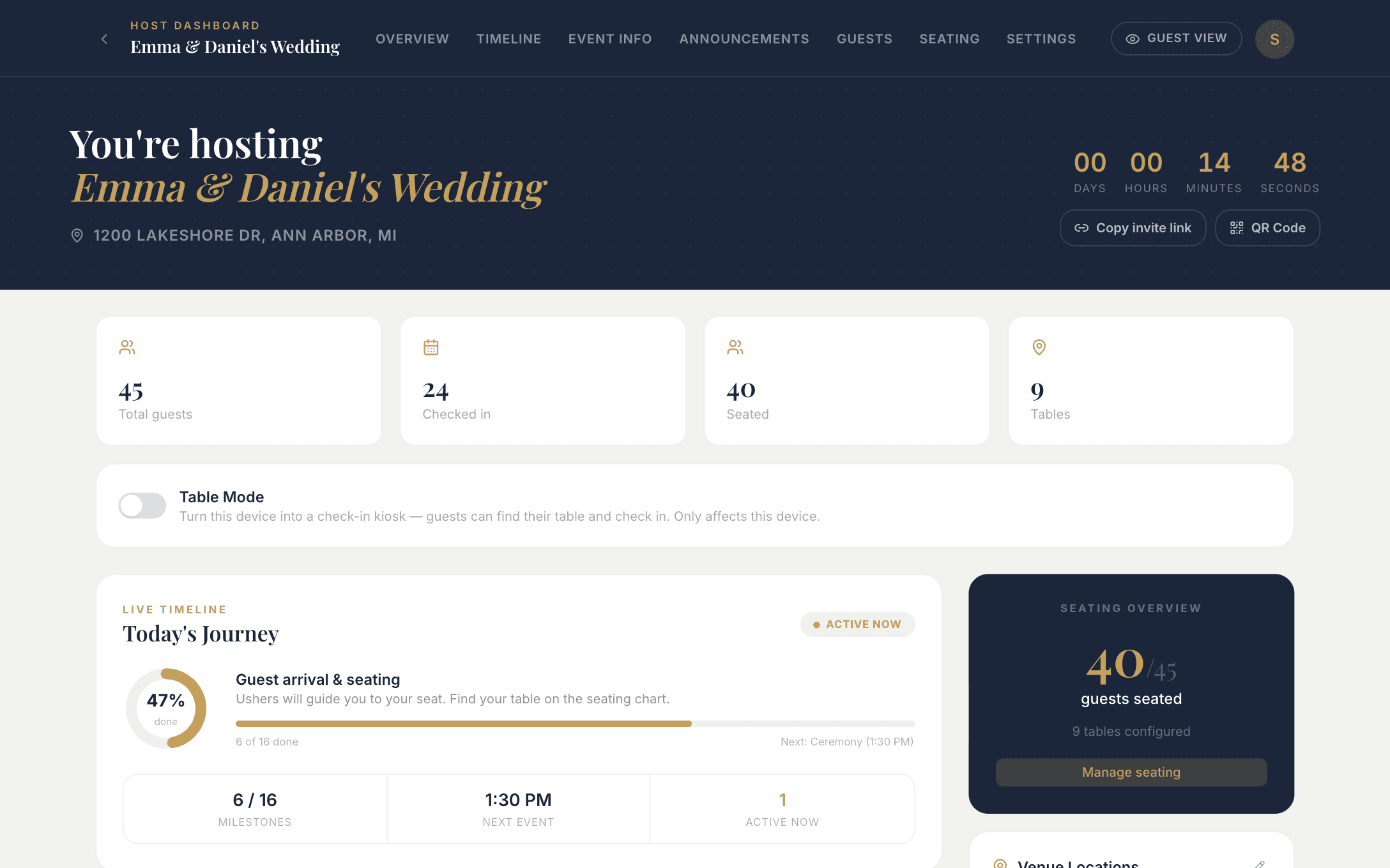 Your event at a glance